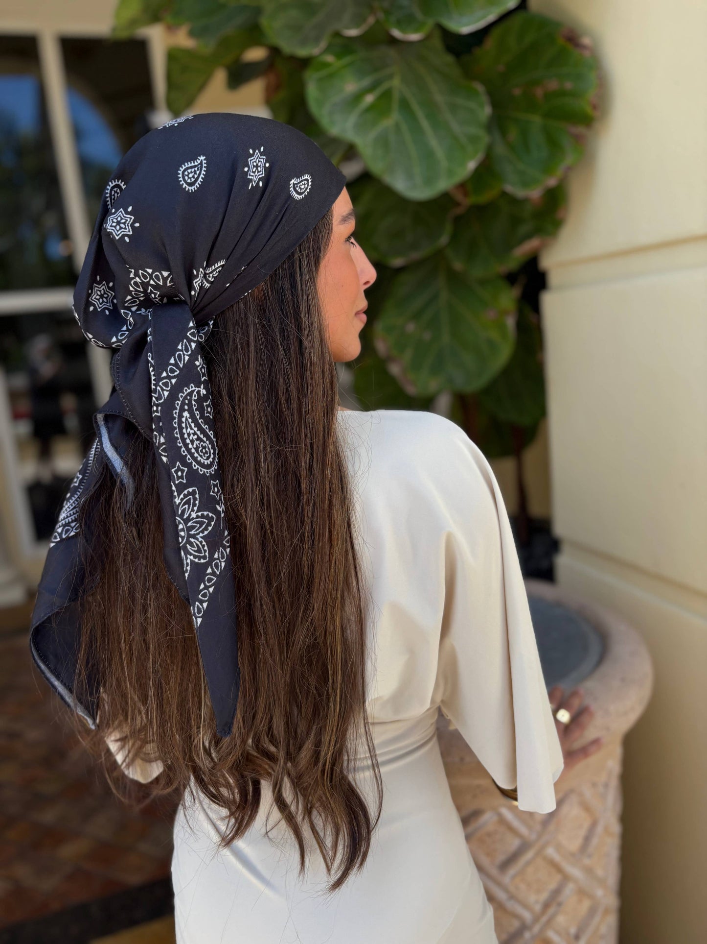 Paisley Black Square Head Scarf