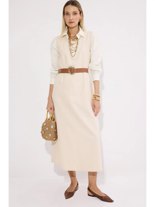 Denim Layered Maxi Dress