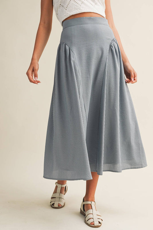 Vertical Stripe  Midi Skirt