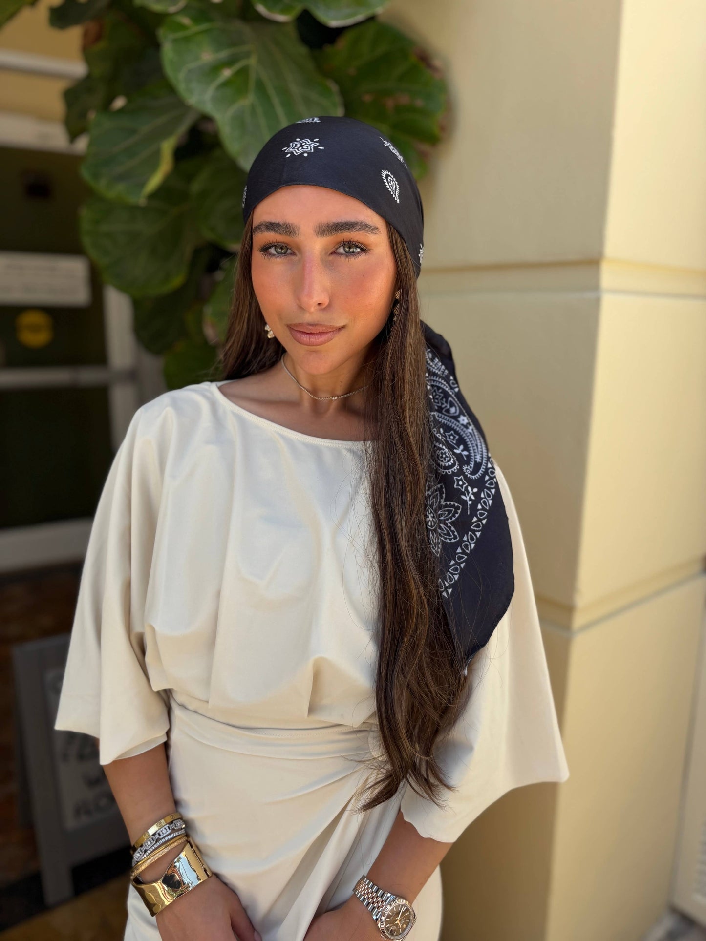 Paisley Black Square Head Scarf