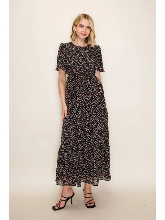 Floral Smocked Midi Dress