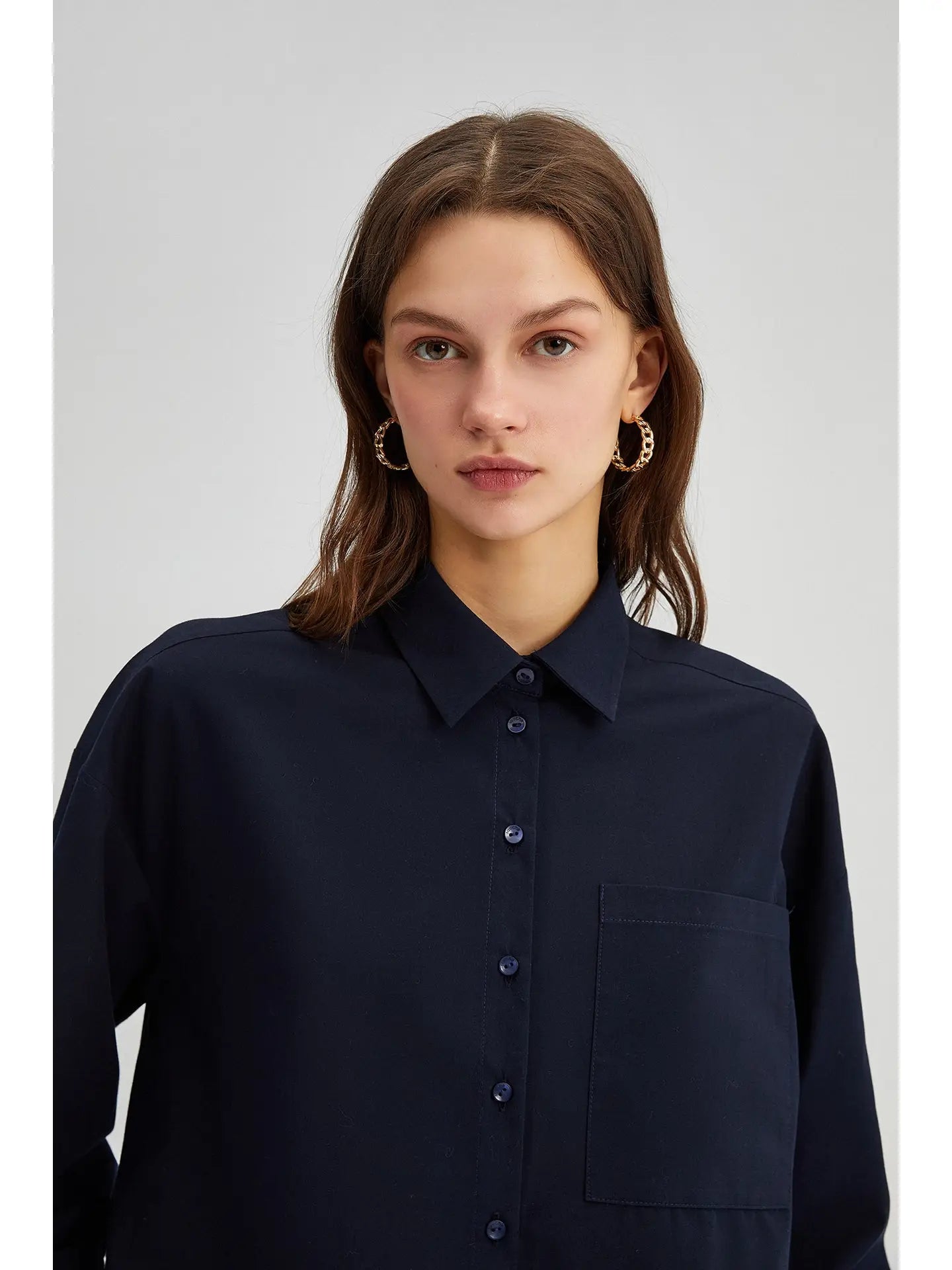Relaxed Fit Button-Down Poplin Shirt - Cotton Blend