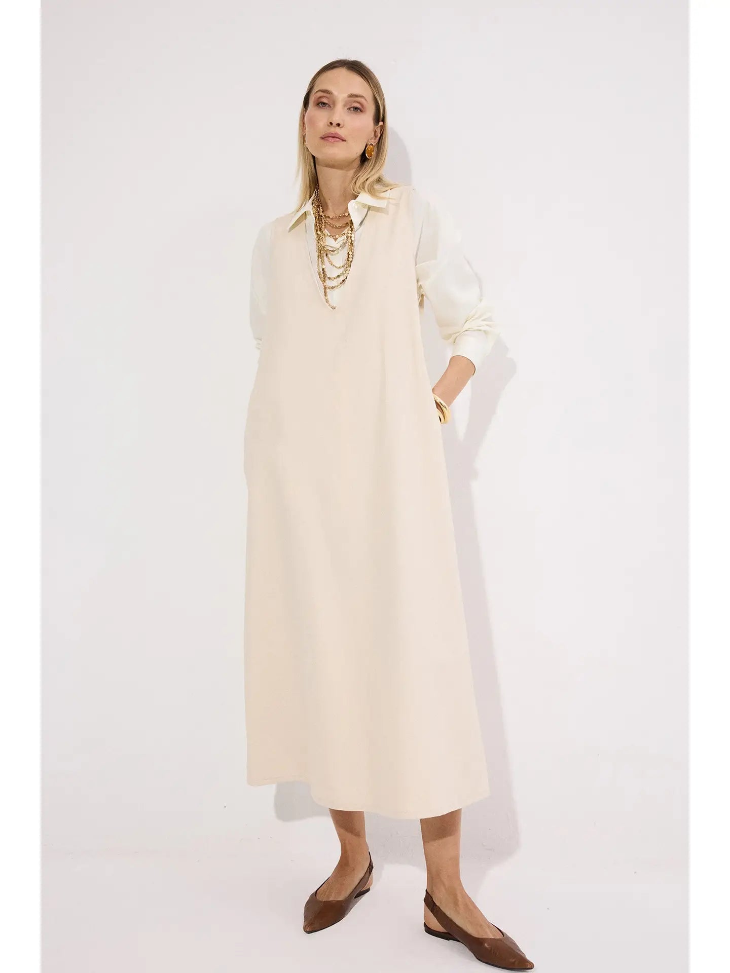 Denim Layered Maxi Dress