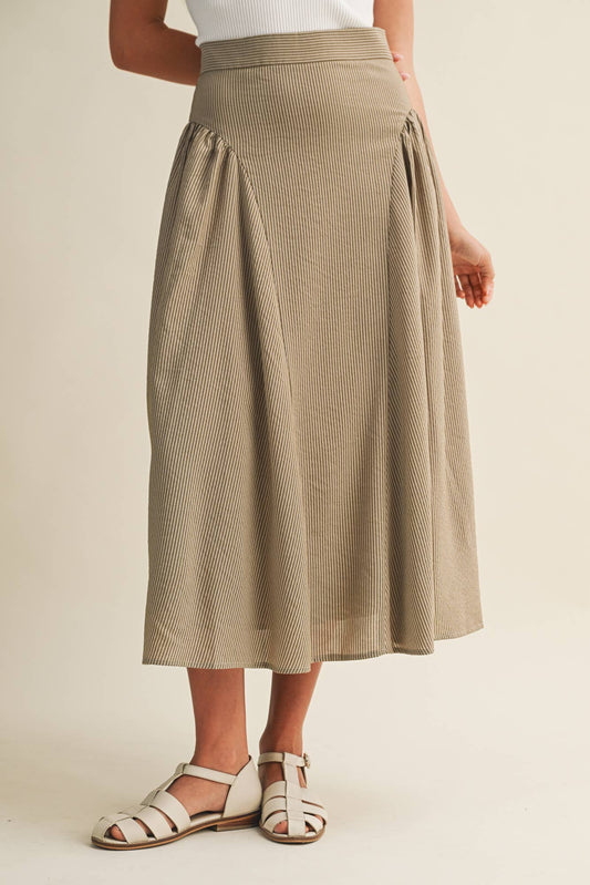 Vertical Stripe  Midi Skirt